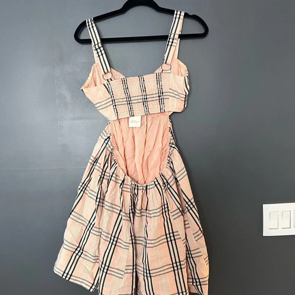 Free People Plaid Mini Dress - Beige and Black - Picture 5 of 9
